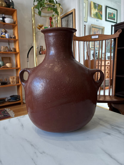 Large Terracotta Dual Handled Round Bottom Jug