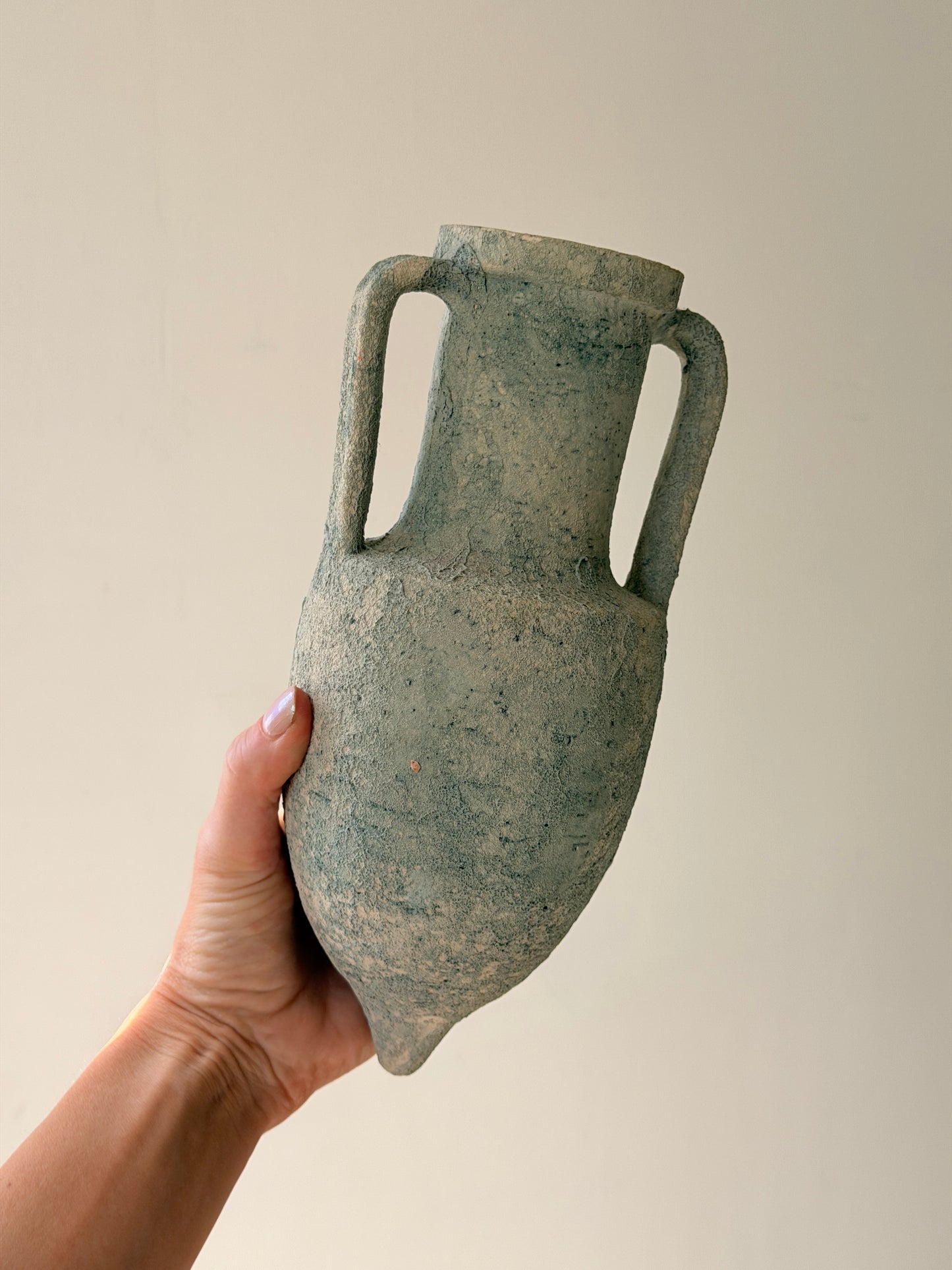 Textured Aqua Greek Amphora Vase