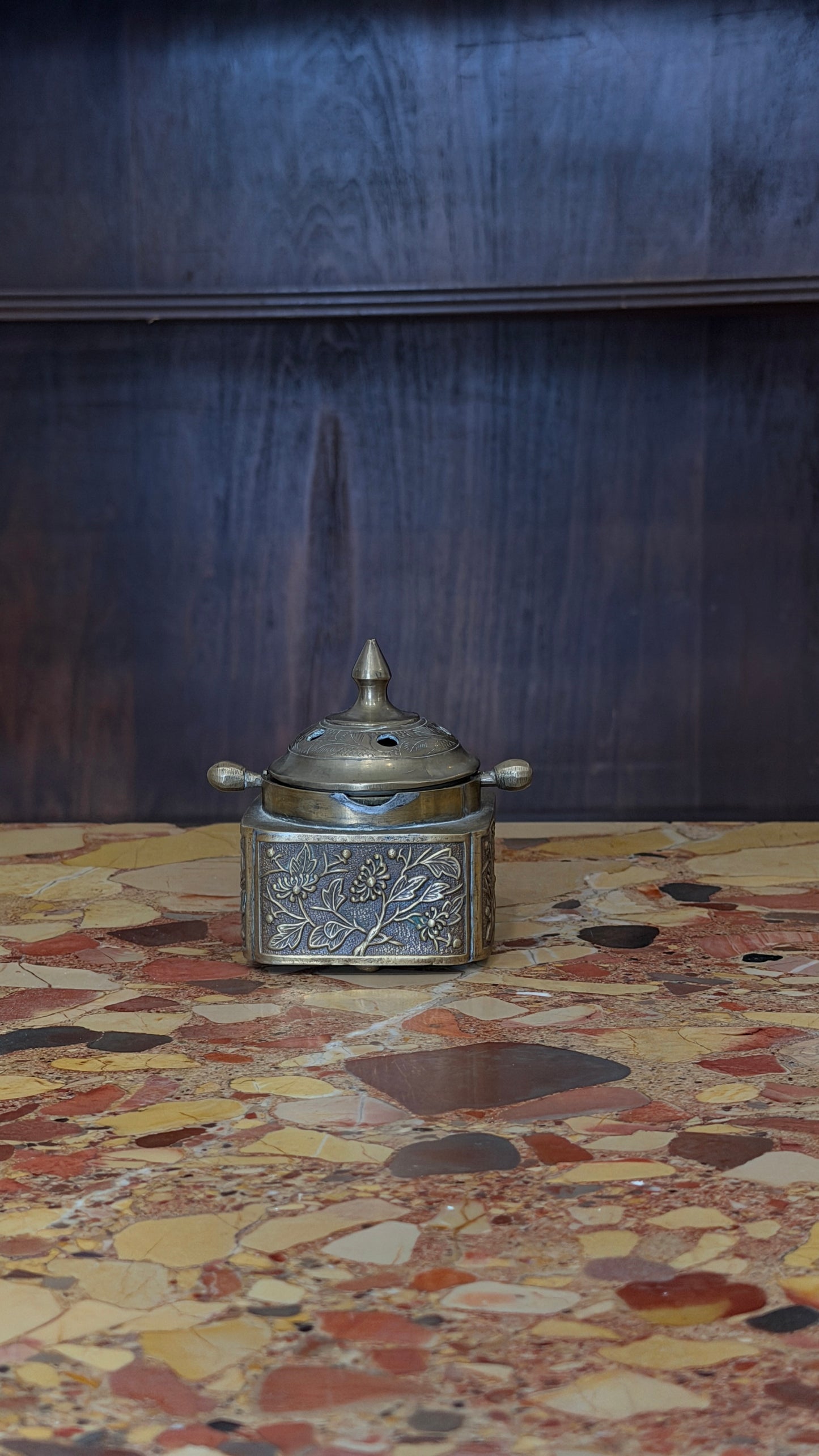 Vintage Brass Flip Top Incense Burner with Ash Chamber