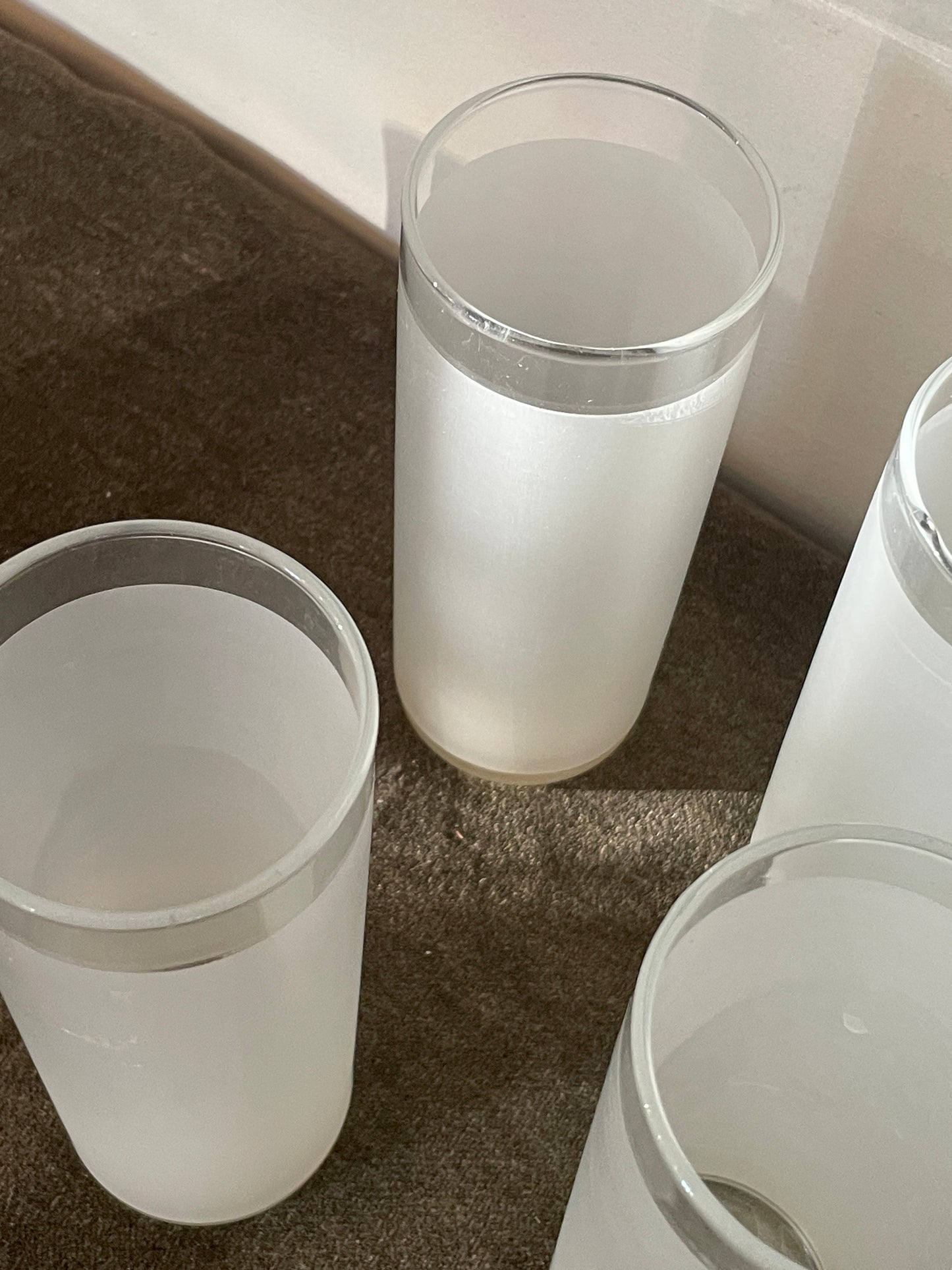 Vintage Frosted Tom Collins Pillar Glasses sold as set of 6