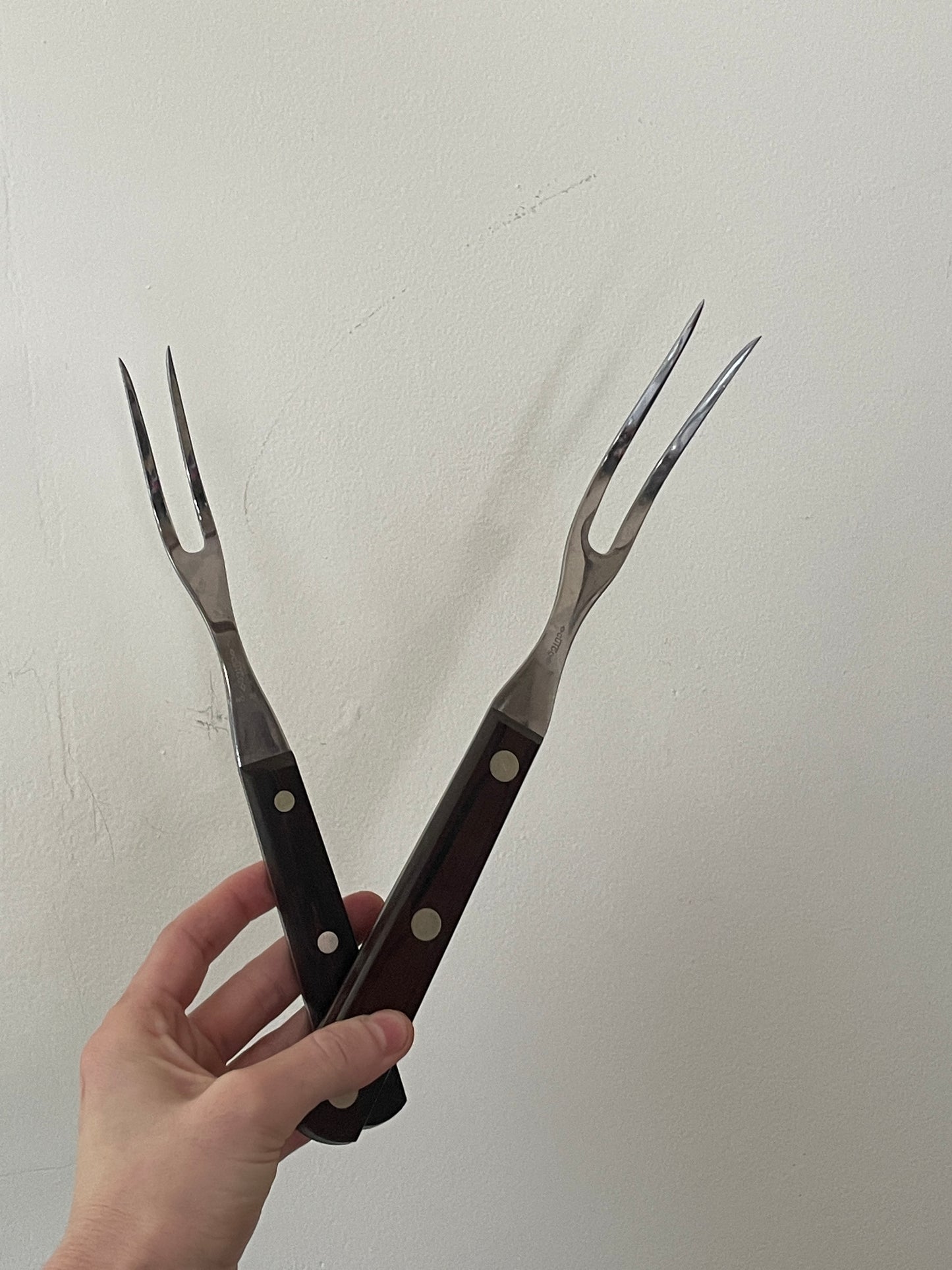 Vintage Pair of Wooden Cutco Carving Forks