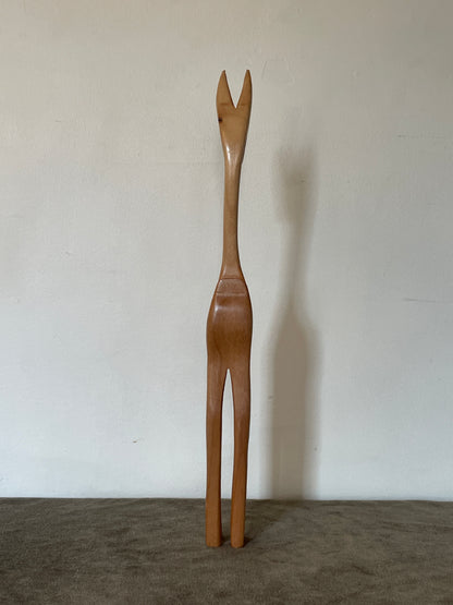 Tall Wood Carved Deer Figurine