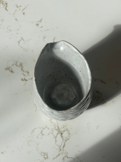 Sculpted Grey Ceramic Cord Sauce Pitcher
