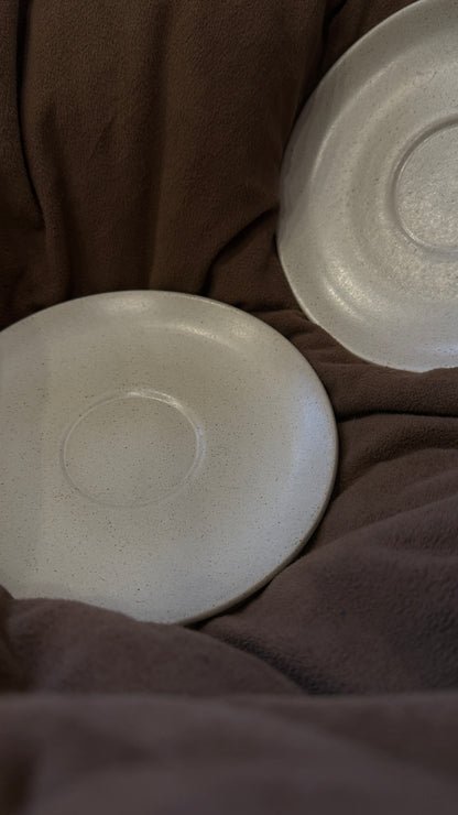 Trio of 1948 Coupe Sand Glazed Heath Ceramic Bread & Butter Saucer plates