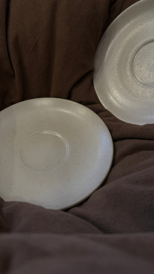 Trio of 1948 Coupe Sand Glazed Heath Ceramic Bread & Butter Saucer plates