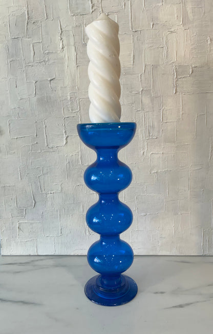 Vintage Anne Nilsson for IKEA Blue Bubble Glass Pillar Candle Holder