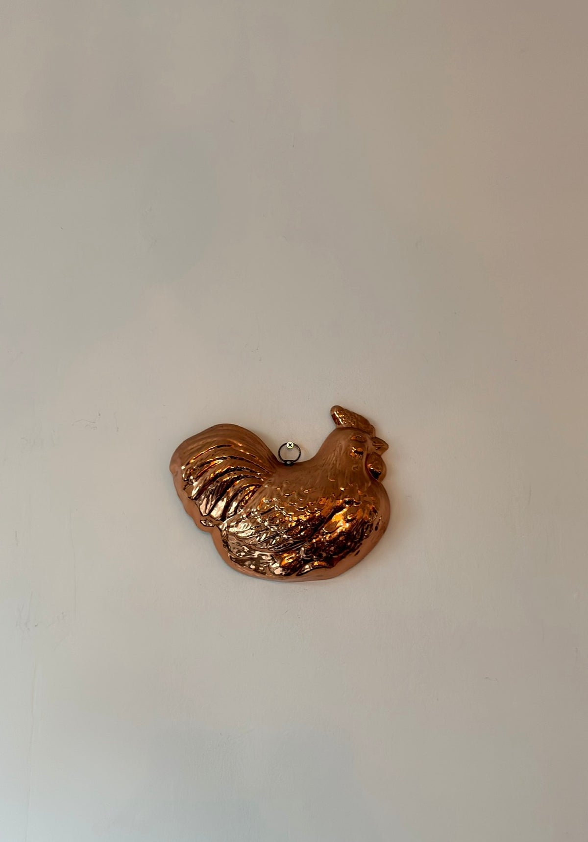 Vintage Copper Coated Tin Chicken Cooking Mold Wall Art