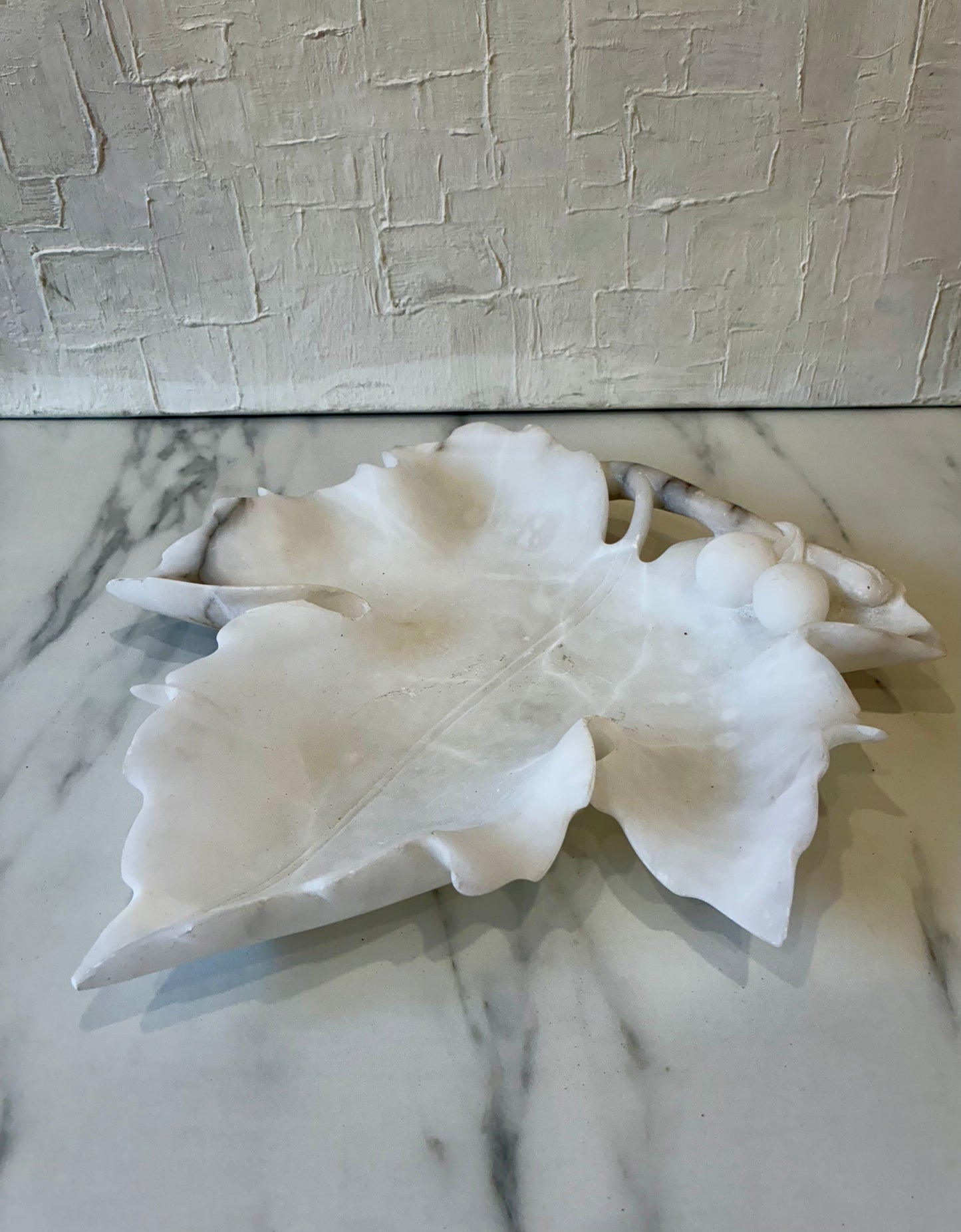 1950’s Marble Slab Carved into Maple Leaf Catch-all Bowl