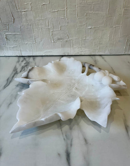 1950’s Marble Slab Carved into Maple Leaf Catch-all Bowl