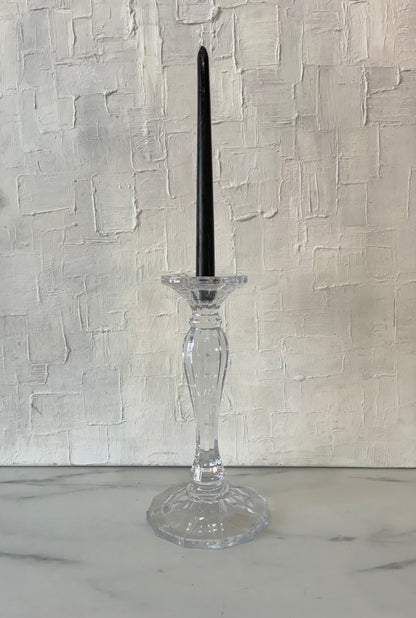 Pair of Large Crystal Pillar Candle Holders