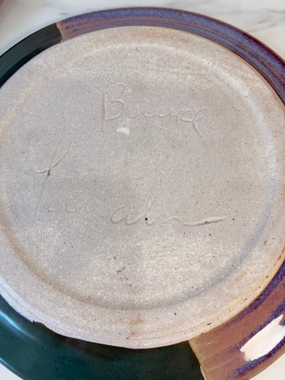 Pair of Bruce Larrabee, Park City Studio Plates, Teal Purple Glaze