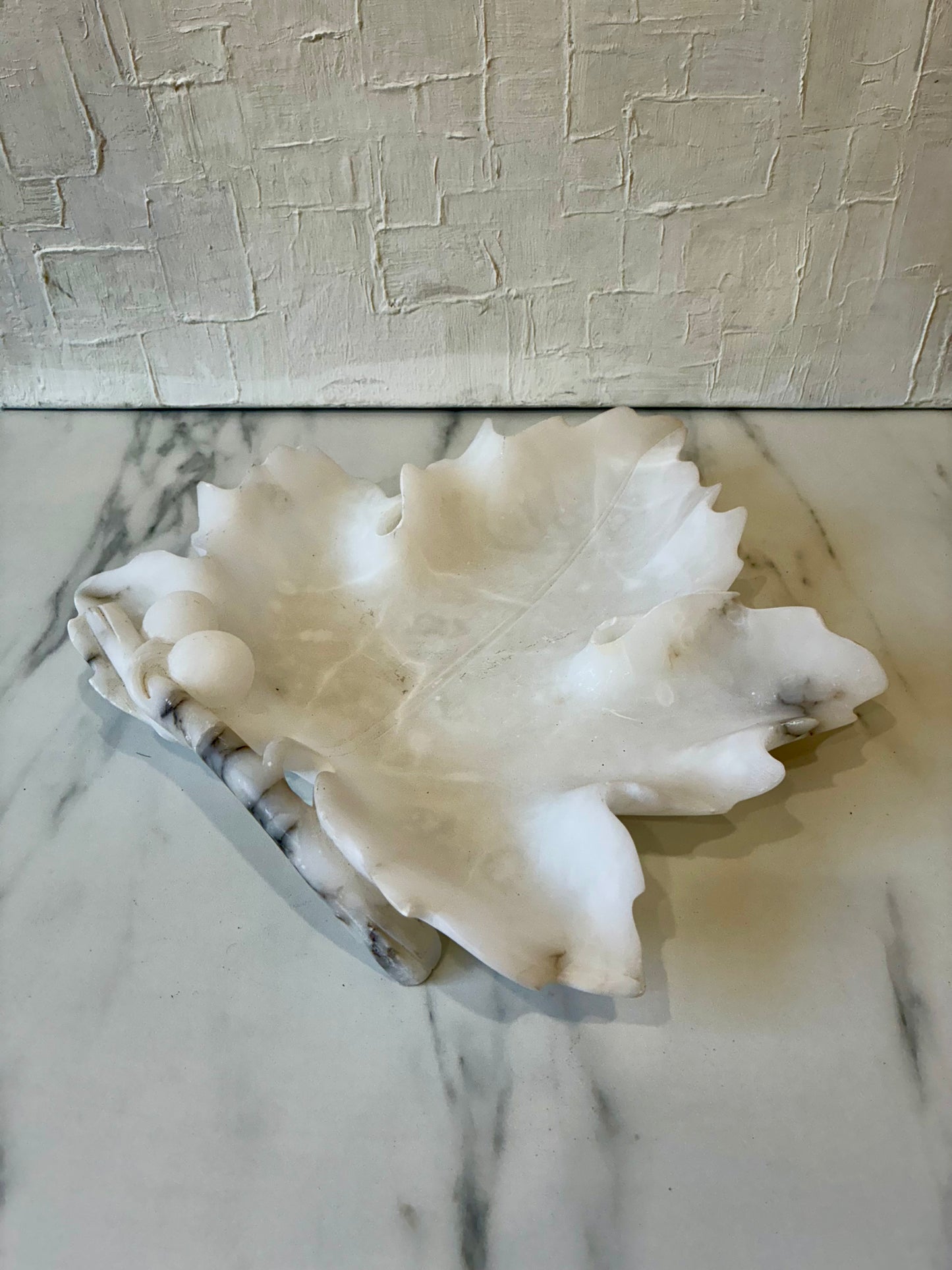 1950’s Marble Slab Carved into Maple Leaf Catch-all Bowl