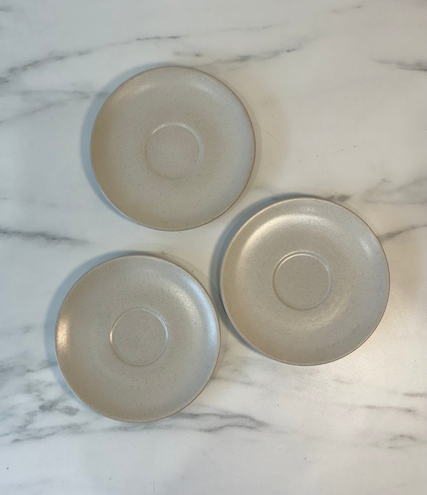 Trio of 1948 Coupe Sand Glazed Heath Ceramic Bread & Butter Saucer plates