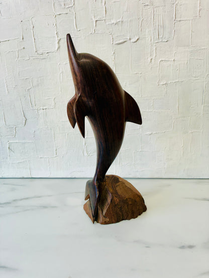 Ironwood Carved Dolphin Statue