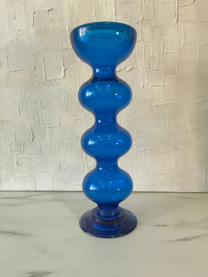 Vintage Anne Nilsson for IKEA Blue Bubble Glass Pillar Candle Holder