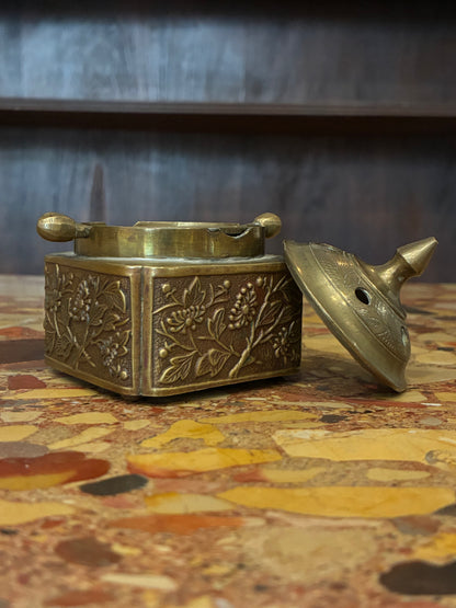Vintage Brass Flip Top Incense Burner with Ash Chamber