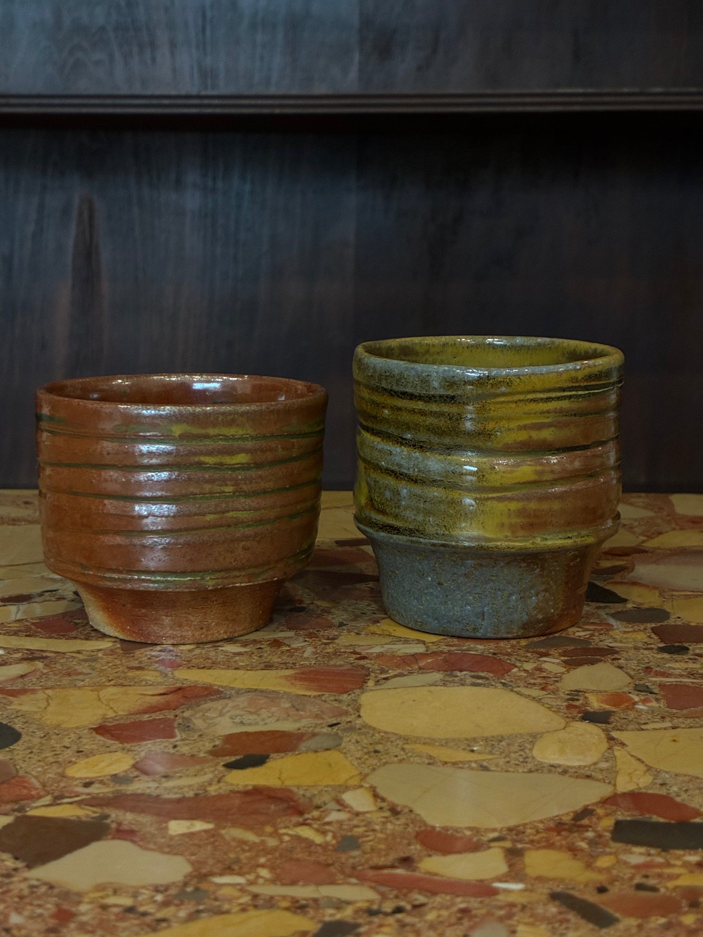 Earthe Glaze Pair Stacking Stoneware Espresso Mugs by Gibbs ‘04