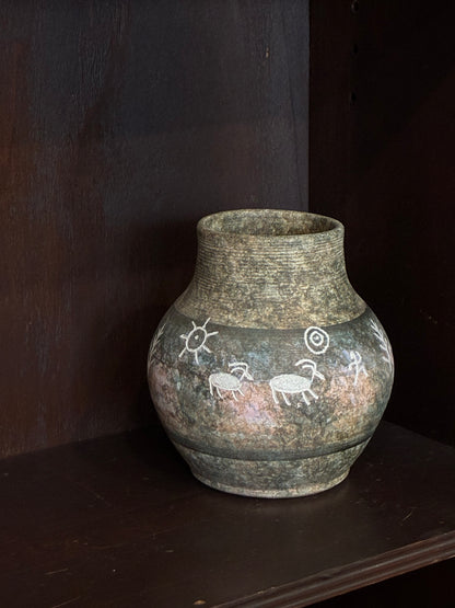 2001 Pat & Olin Powers Fredoniali Arizona Studio Petroglyph Vase