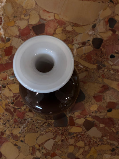 1960 Otto Brauer for Holmegaard, Denmark “Gulrrase”Brown and White Casing