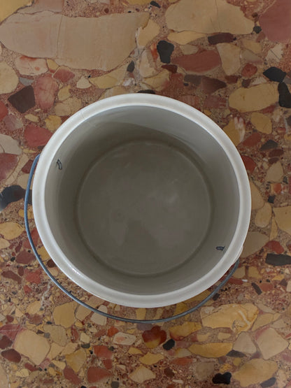 Handcrafted Teal, Black and White Abstract Ceramic Ice Bucket