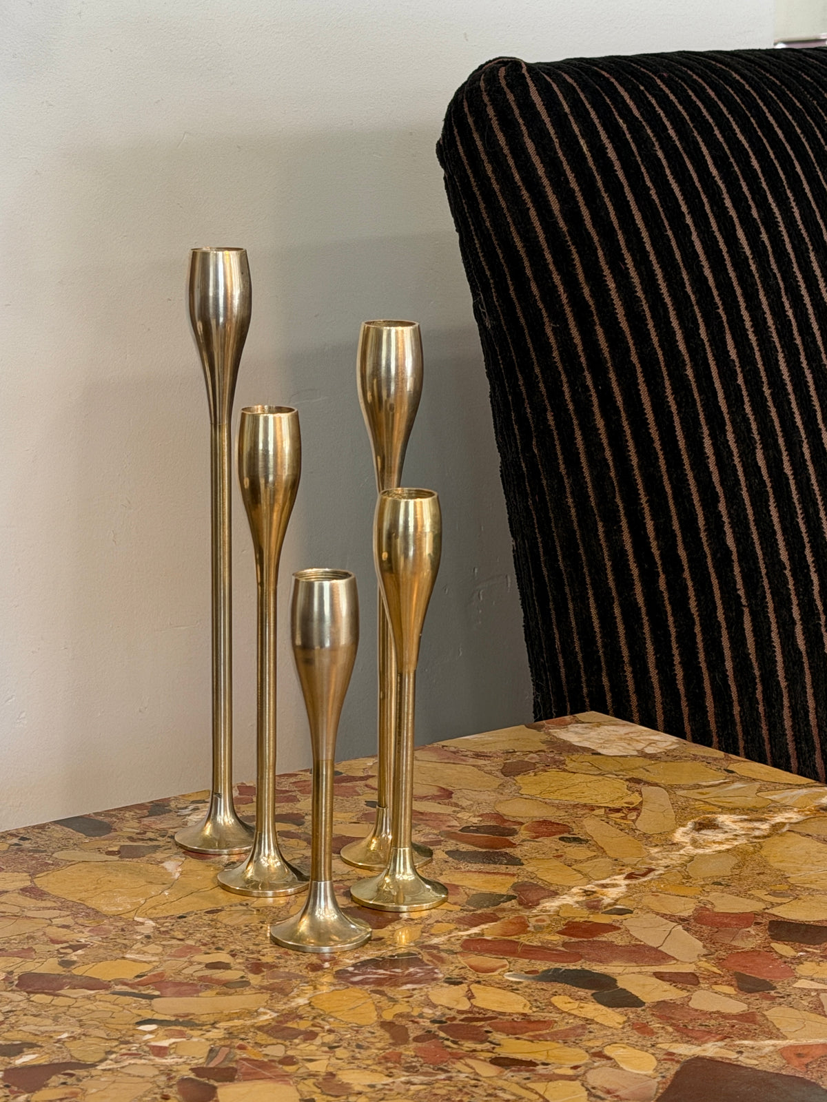 Vintage Castilian Teardrop Brass Cascading Candle Holder 5-Set