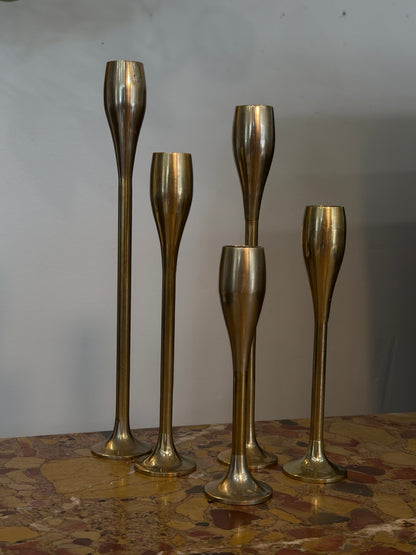 Vintage Castilian Teardrop Brass Cascading Candle Holder 5-Set