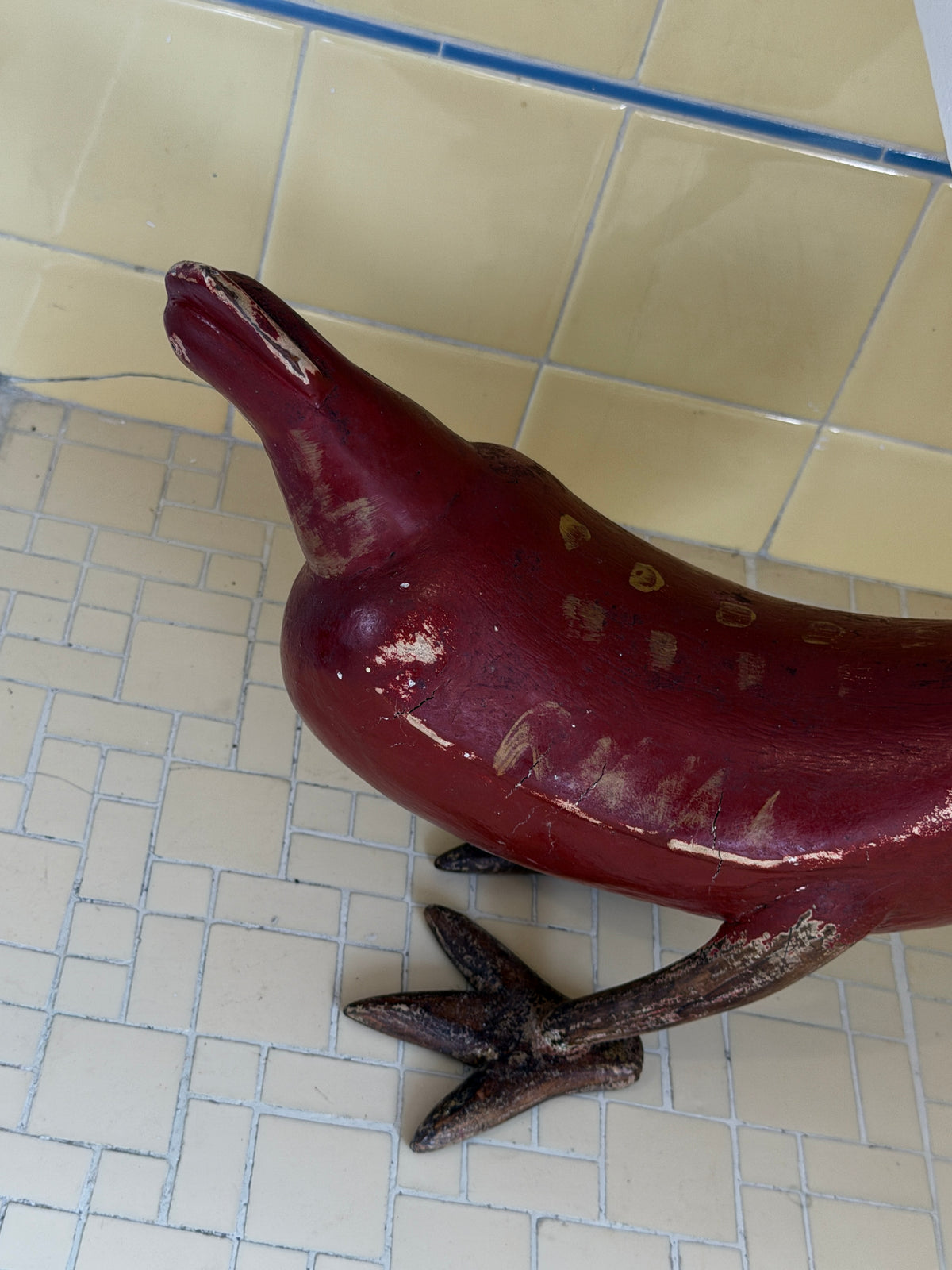 Solid Wood Chicken Folk Art Sculpture