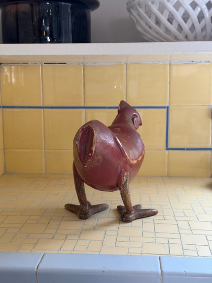 Solid Wood Chicken Folk Art Sculpture