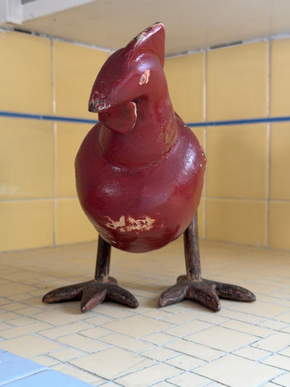 Solid Wood Chicken Folk Art Sculpture