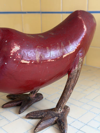 Solid Wood Chicken Folk Art Sculpture