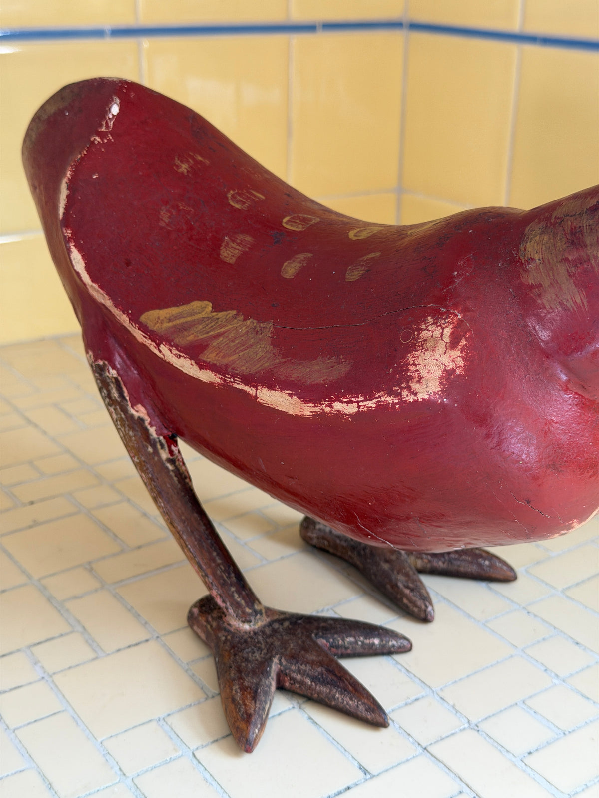 Solid Wood Chicken Folk Art Sculpture