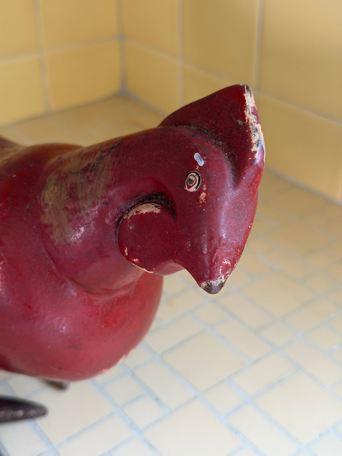 Solid Wood Chicken Folk Art Sculpture