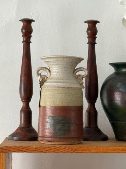 USA Made Tulip Stamped Wheel Thrown Large Spittoon Vessel
