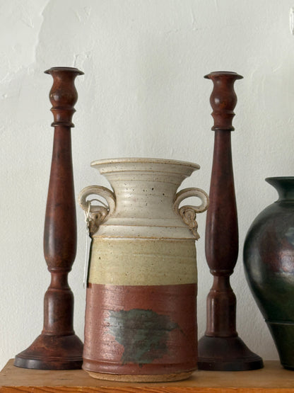 USA Made Tulip Stamped Wheel Thrown Large Spittoon Vessel
