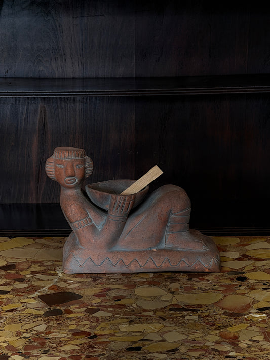 Large Vintage Terracotta Mayan Chacmool of Rain Incense Sculpture