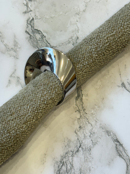 New in box Vintage Phillipi Mirrored Silver "Swirl" Napkin Rings sold as set of 4