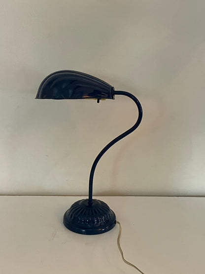 Vintage Dark Blue Metal Shell Table Lamp