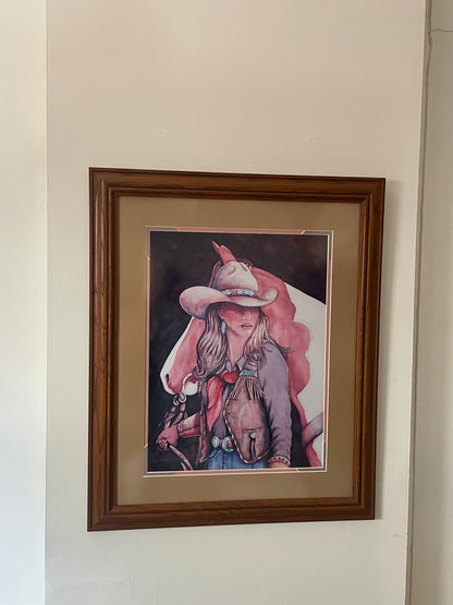 “Southwestern Cowgirl” by Doreman Burns, Framed Print