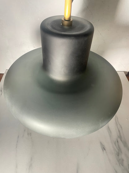 Frosted Smoke & Brass Pendant