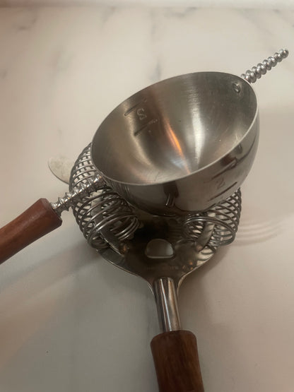 Folding Sheer Canopy Vintage Tray with Steel Tongs, Strainer,  Measuring cup, Skewer, Tongs and Mixing Spoon