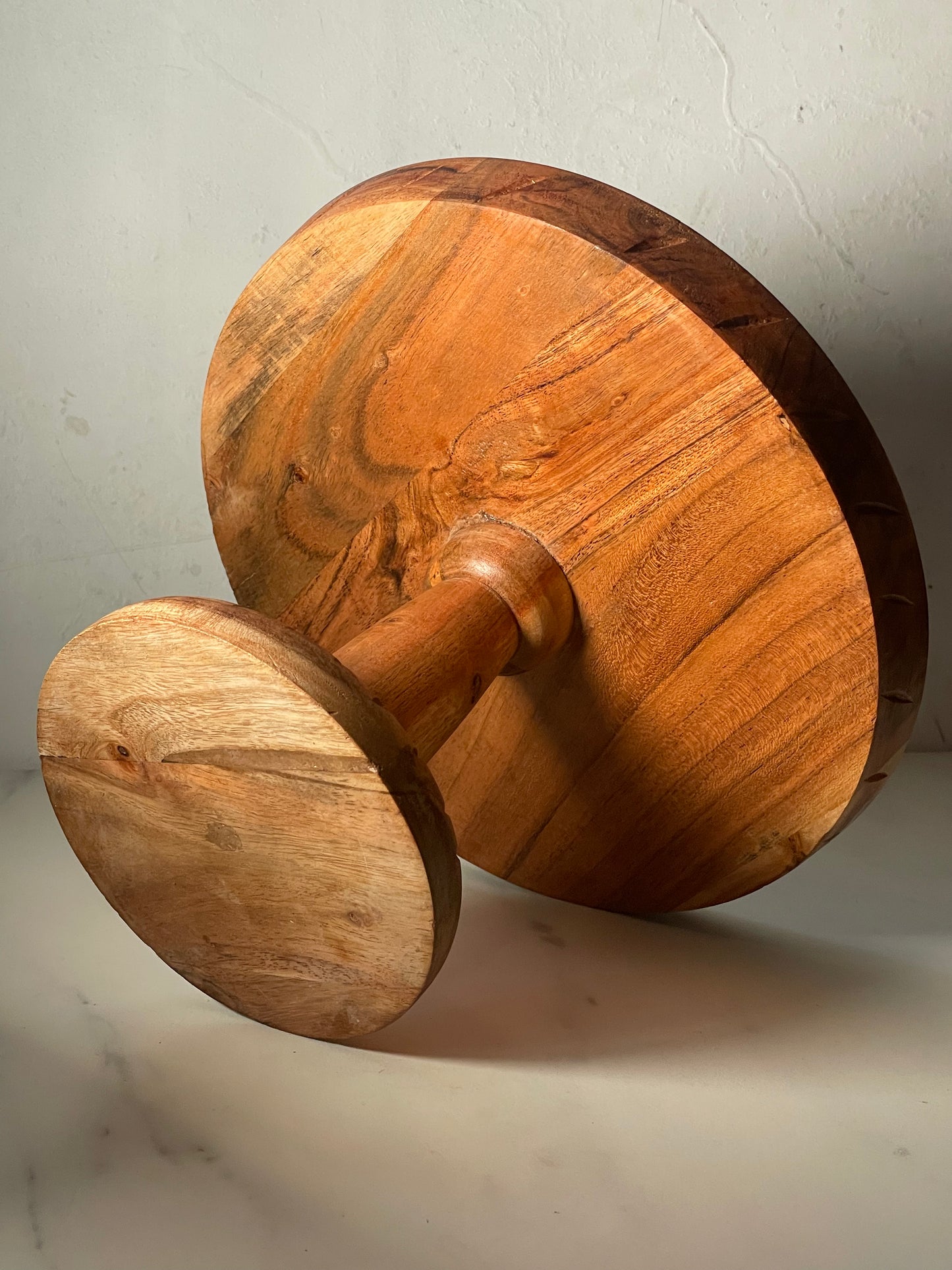 Wooden Cake Stand with Hand-carved Base