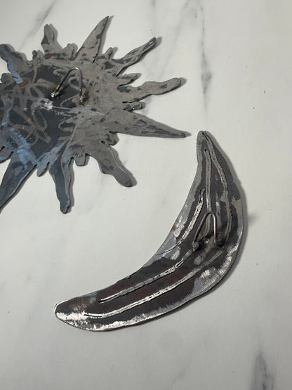 Handmade Recycled Steel Sun and Moon Wall Art