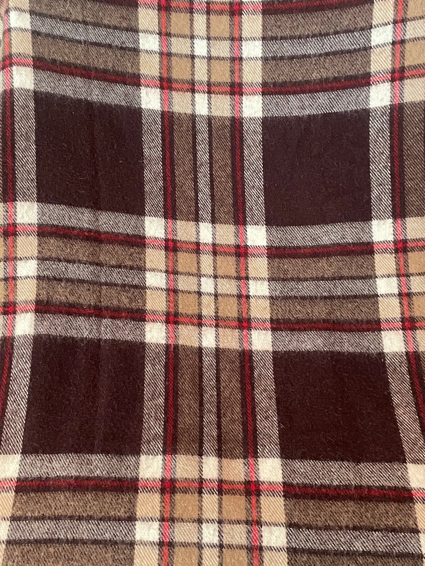 Smaller Vintage Faribo Brown Plaid Blanket - Made in USA