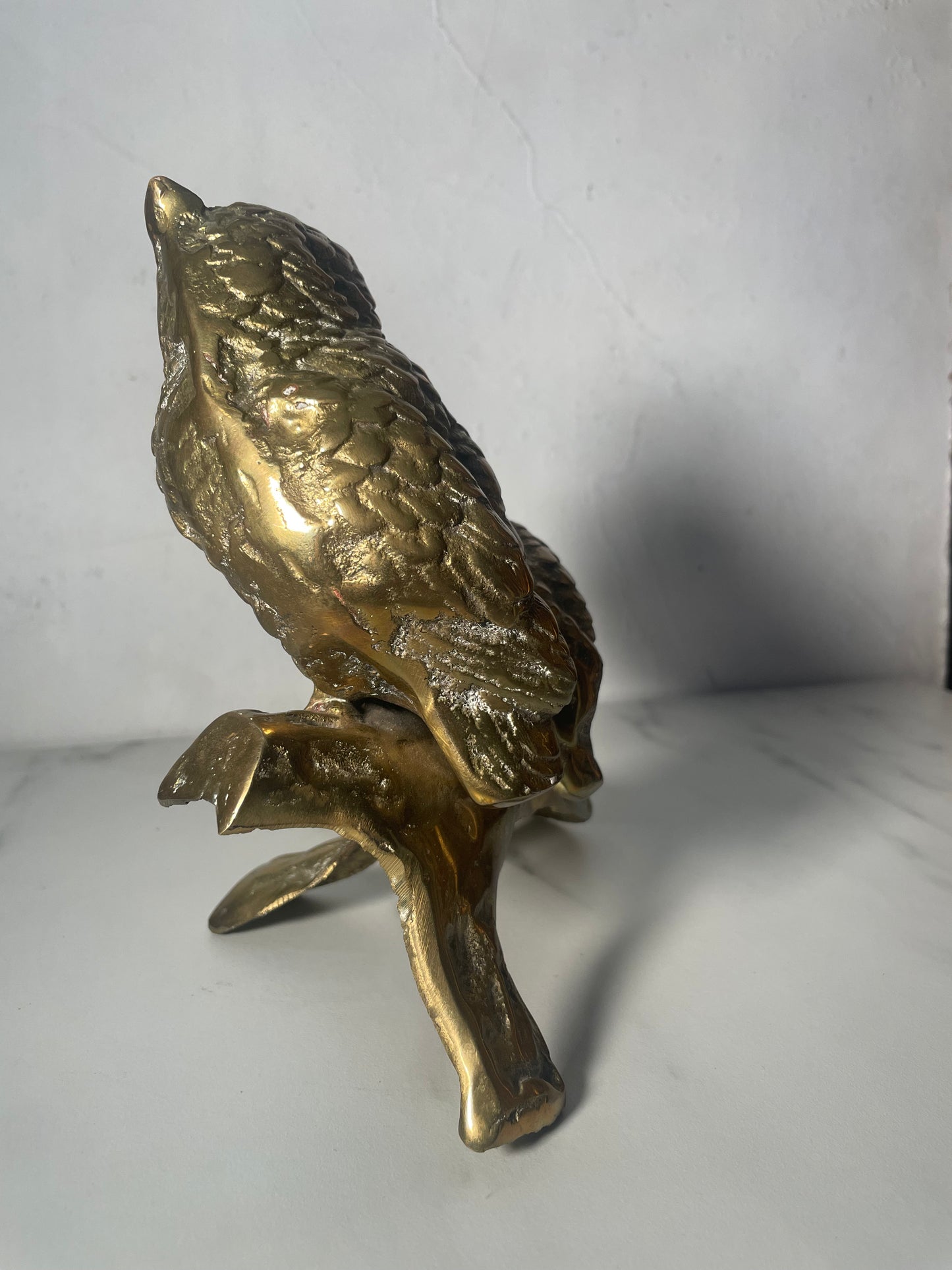 Vintage Pair of Brass Owls on Branch