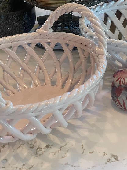 Light Pink Braided Ceramic Fruit Bowl