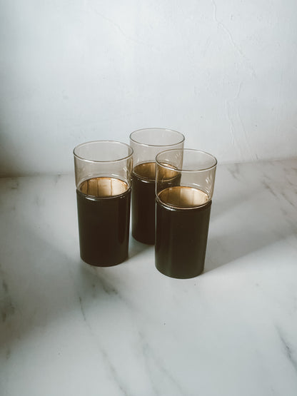 Vintage MCM Henry & Miller Kraftware Insulated Highball Glass Tumbler Set of 3