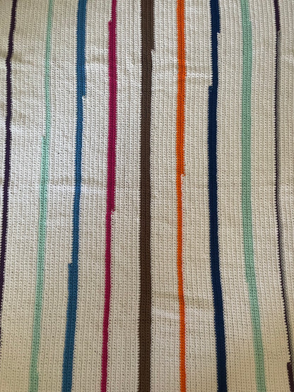 Asymmetrical Colored Striped Handknit Blanket