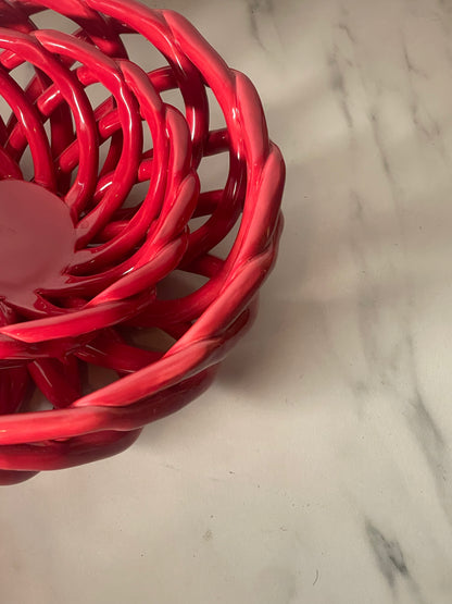 Red Ceramic Braided Bread Baskets 8" & 11"