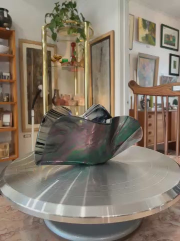 Alaskan Aurora Borealis Glass Sculptural Vessel by Salli Burgin