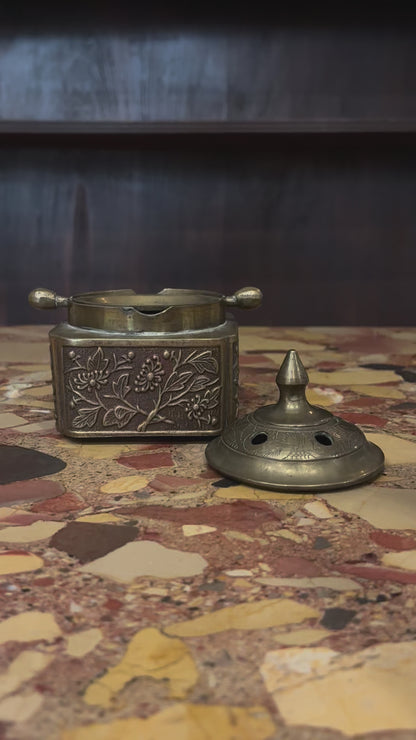 Vintage Brass Flip Top Incense Burner with Ash Chamber